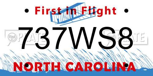 737WS8 North Carolina License Plate