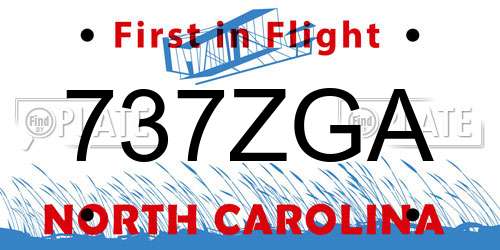 737ZGA North Carolina License Plate