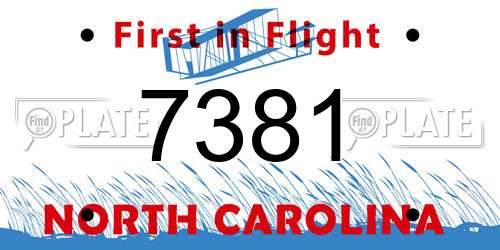 7381 North Carolina License Plate