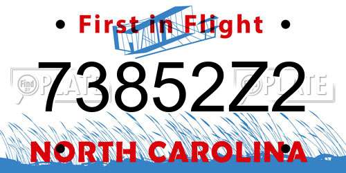 73852Z2 North Carolina License Plate