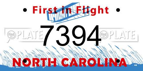 7394 North Carolina License Plate