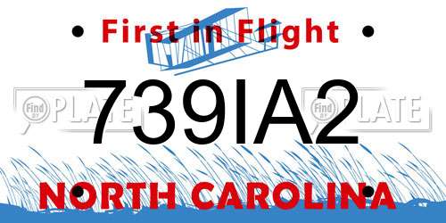 739IA2 North Carolina License Plate