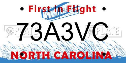 73A3VC North Carolina License Plate