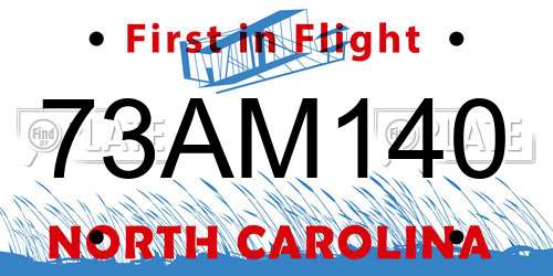 73AM140 North Carolina License Plate