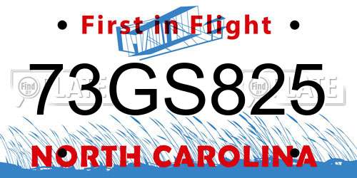 73GS825 North Carolina License Plate