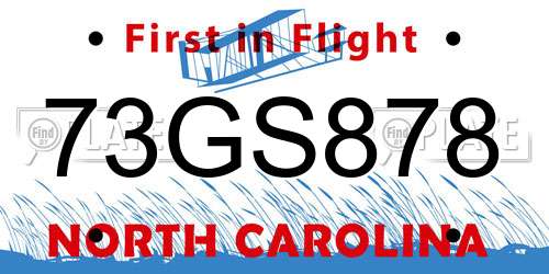73GS878 North Carolina License Plate