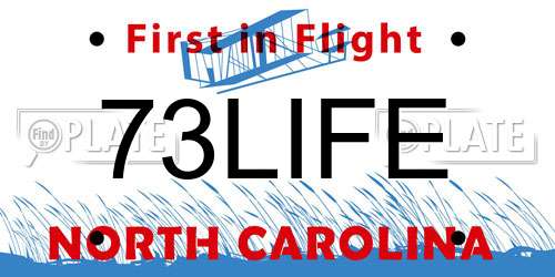73LIFE North Carolina License Plate