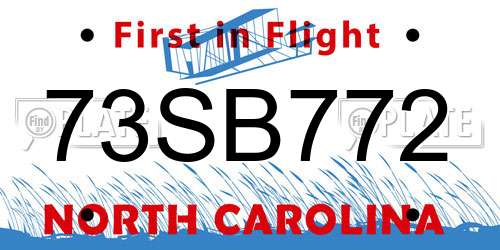 73SB772 North Carolina License Plate