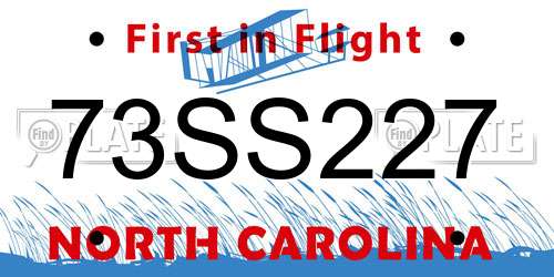 73SS227 North Carolina License Plate