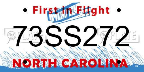 73SS272 North Carolina License Plate