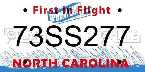 73SS277 North Carolina License Plate