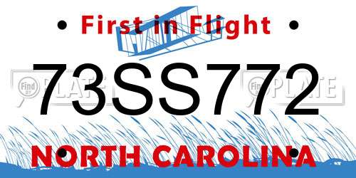 73SS772 North Carolina License Plate