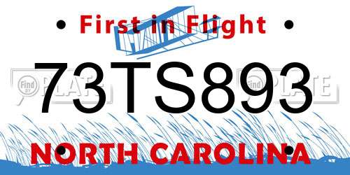 73TS893 North Carolina License Plate