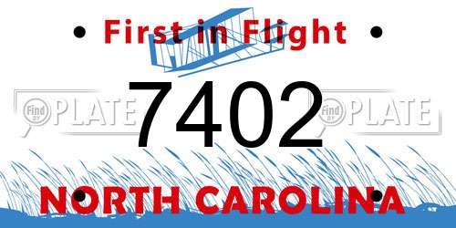 7402 North Carolina License Plate