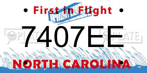7407EE North Carolina License Plate