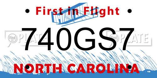 740GS7 North Carolina License Plate