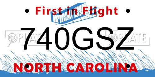 740GSZ North Carolina License Plate