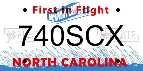 740SCX North Carolina License Plate