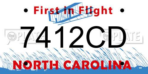 7412CD North Carolina License Plate