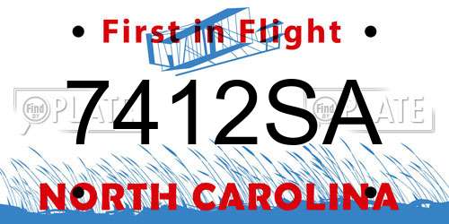 7412SA North Carolina License Plate
