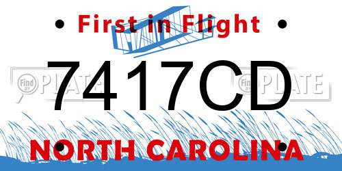 7417CD North Carolina License Plate