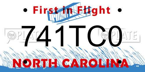 741TC0 North Carolina License Plate