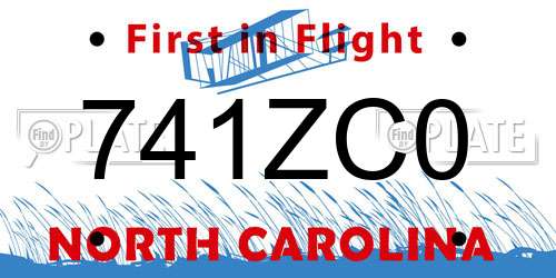 741ZC0 North Carolina License Plate