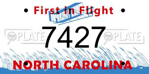 7427 North Carolina License Plate