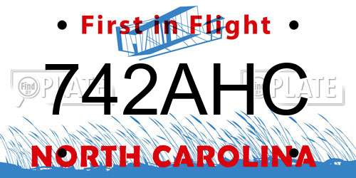 742AHC North Carolina License Plate