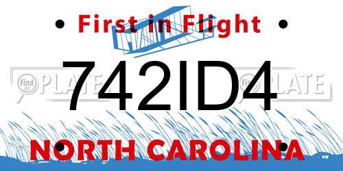 742ID4 North Carolina License Plate