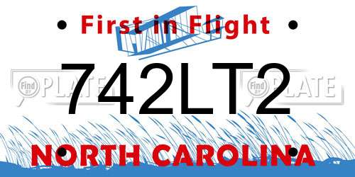 742LT2 North Carolina License Plate
