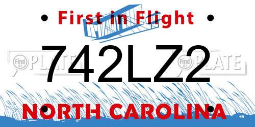 742LZ2 North Carolina License Plate