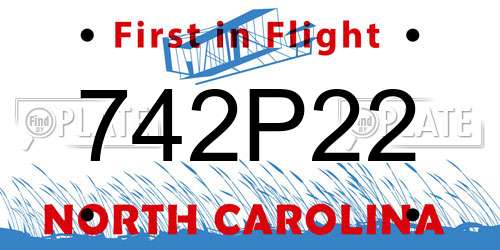742P22 North Carolina License Plate