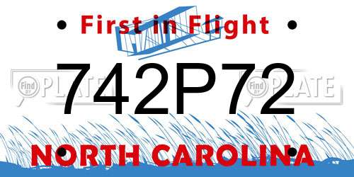 742P72 North Carolina License Plate