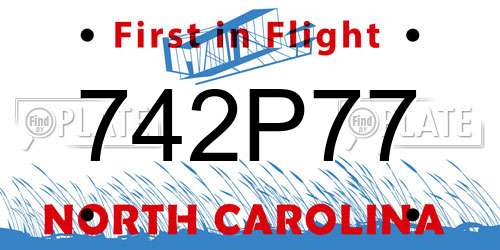 742P77 North Carolina License Plate