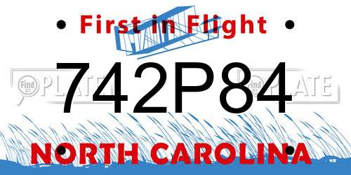 742P84 North Carolina License Plate