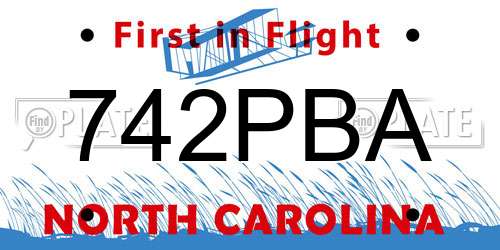 742PBA North Carolina License Plate
