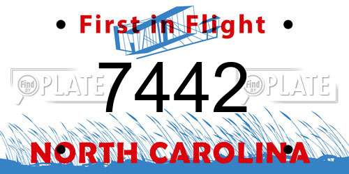 7442 North Carolina License Plate