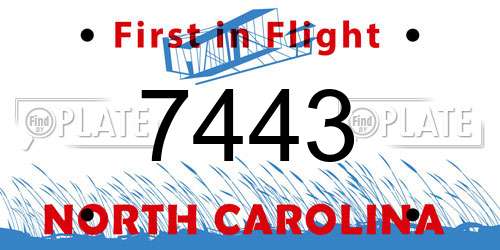 7443 North Carolina License Plate