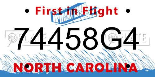 74458G4 North Carolina License Plate