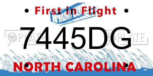7445DG North Carolina License Plate
