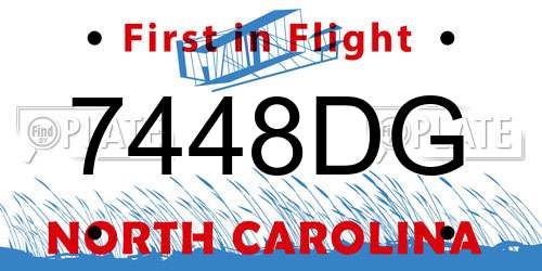 7448DG North Carolina License Plate