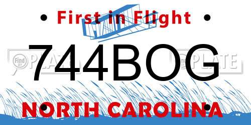 744BOG North Carolina License Plate