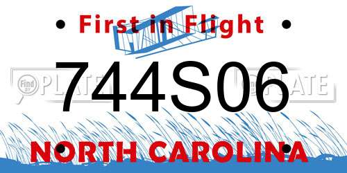 744S06 North Carolina License Plate
