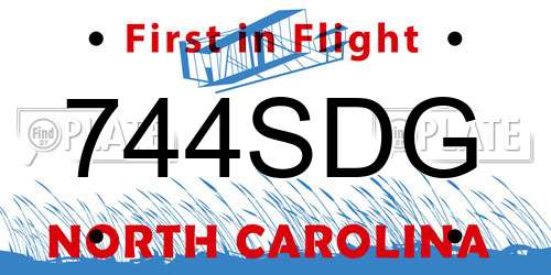 744SDG North Carolina License Plate
