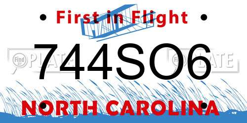 744SO6 North Carolina License Plate