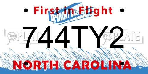 744TY2 North Carolina License Plate