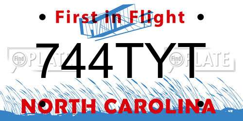 744TYT North Carolina License Plate