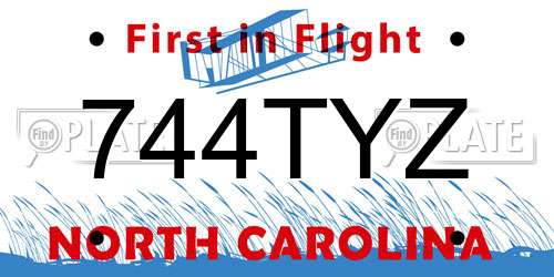 744TYZ North Carolina License Plate