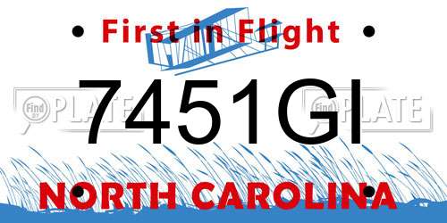 7451GI North Carolina License Plate